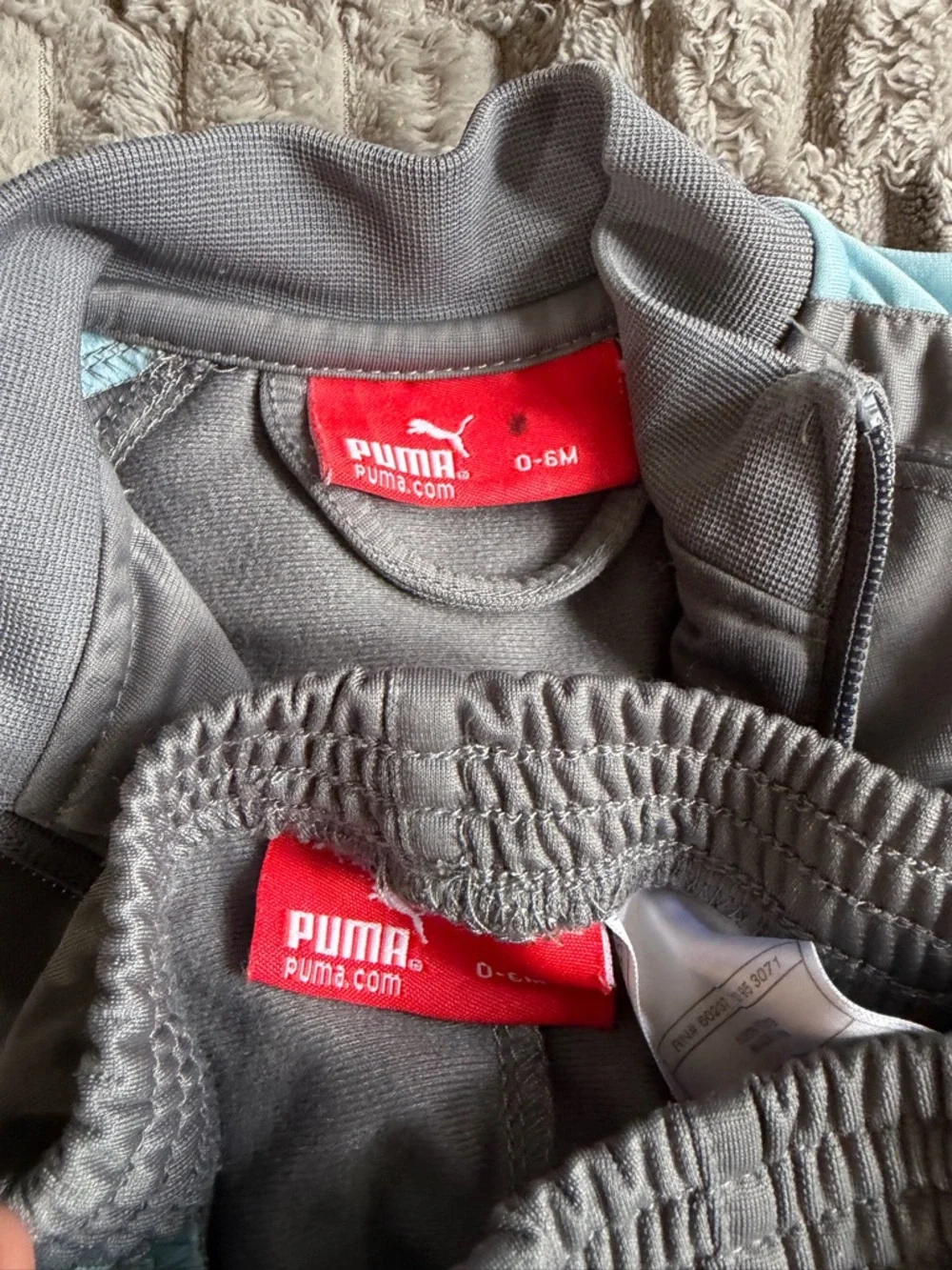 Puma Baby Gray Track Suit Set with Light Blue Stripes - Picture 3 of 3